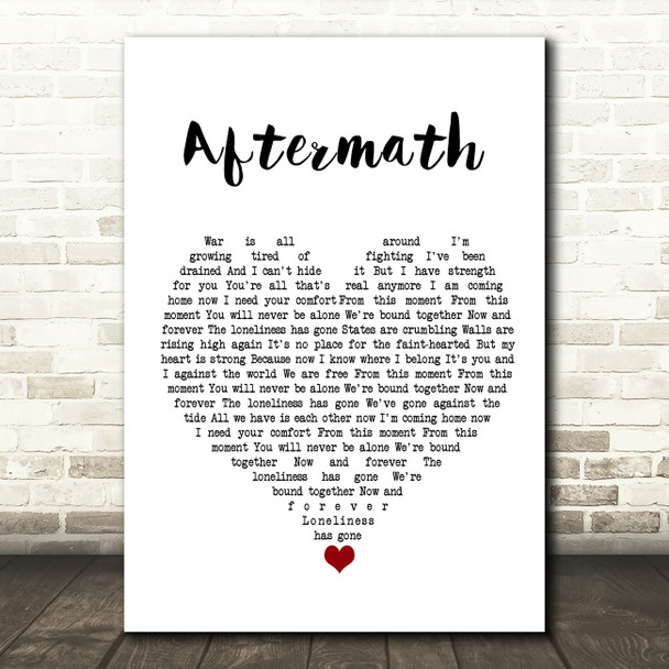 Muse Aftermath White Heart Song Lyric Wall Art Print