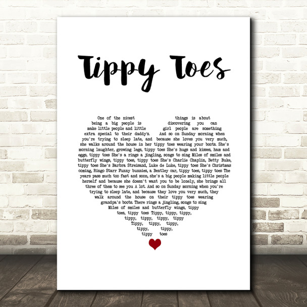Nancy Sinatra & Lee Hazlewood Tippy Toes White Heart Song Lyric Wall Art Print