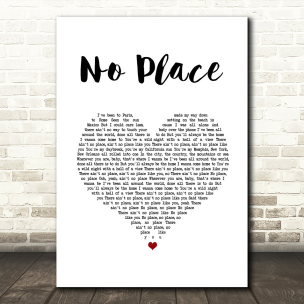 Backstreet Boys No Place White Heart Song Lyric Wall Art Print