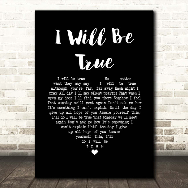 Elvis Presley I Will Be True Black Heart Song Lyric Print