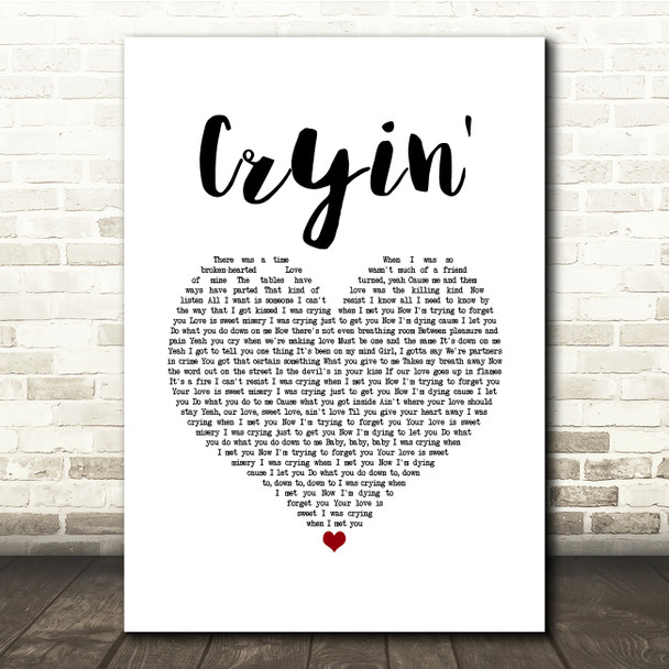 Aerosmith Cryin' White Heart Song Lyric Quote Music Print