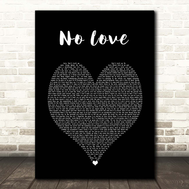 Eminem No Love Black Heart Song Lyric Print