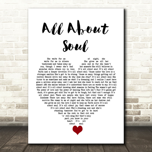 Billy Joel All About Soul White Heart Song Lyric Quote Music Print