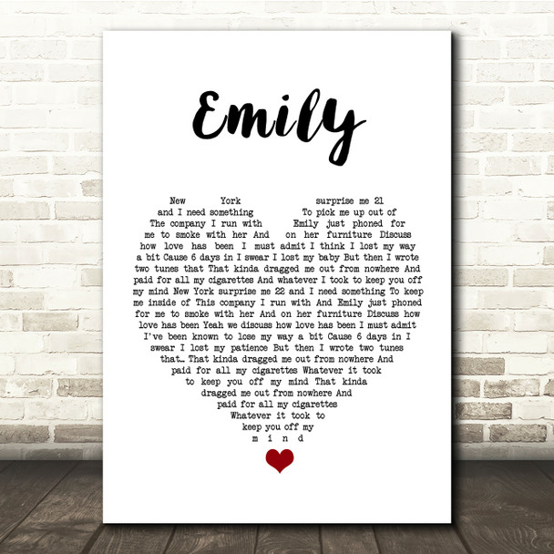 Catfish And The Bottlemen Emily White Heart Song Lyric Quote Music Print