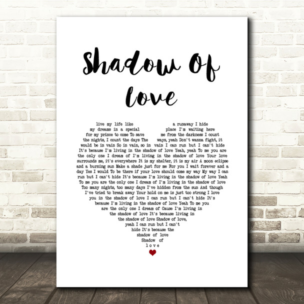 Celine Dion Shadow Of Love White Heart Song Lyric Quote Music Print