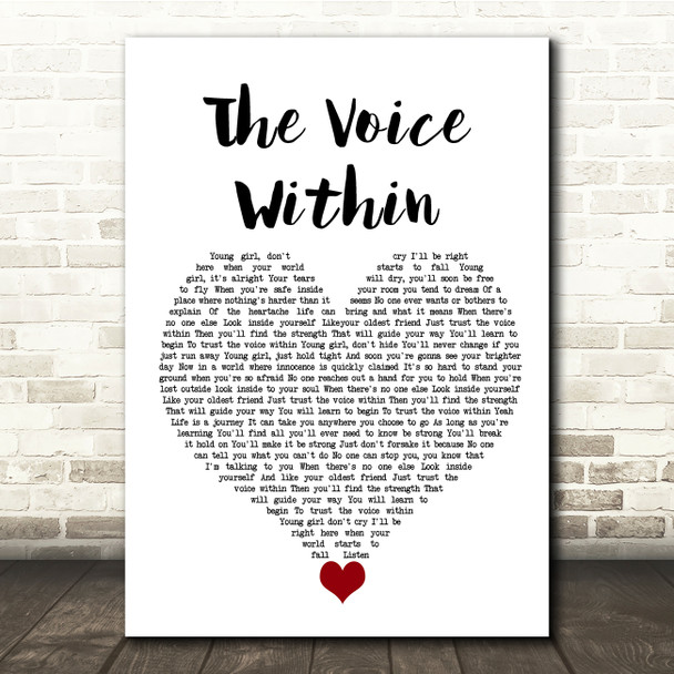 Christina Aguilera The Voice Within White Heart Song Lyric Quote Music Print