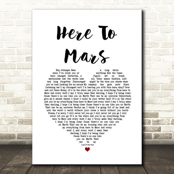 Coheed And Cambria Here To Mars White Heart Song Lyric Quote Music Print