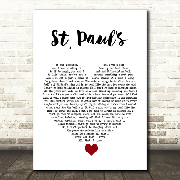 Deaf Havana St Paul's White Heart Song Lyric Quote Music Print