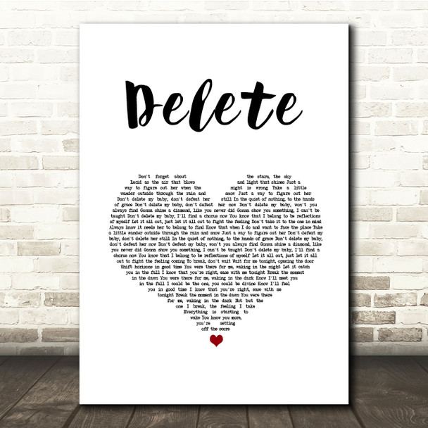 DMA'S Delete White Heart Song Lyric Quote Music Print