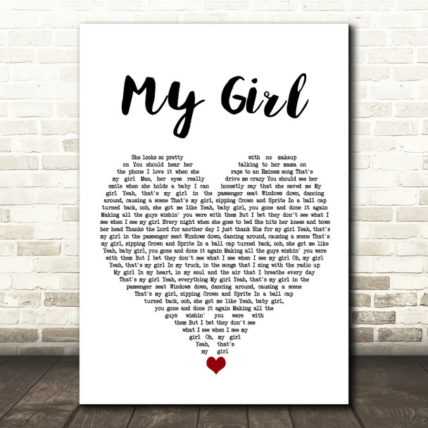 Dylan Scott My Girl White Heart Song Lyric Quote Music Print