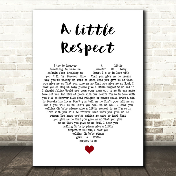Erasure A Little Respect White Heart Song Lyric Quote Music Print