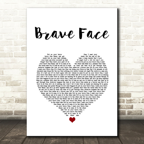 Frank Turner Brave Face White Heart Song Lyric Quote Music Print