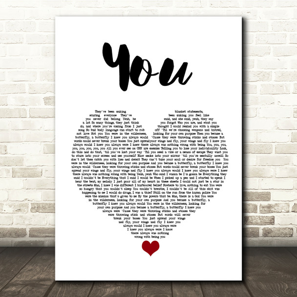 James Arthur You White Heart Song Lyric Quote Music Print