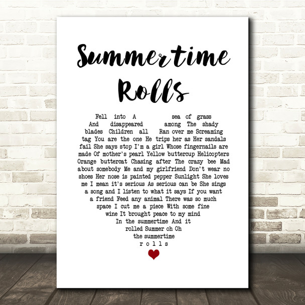 Jane's Addiction Summertime Rolls White Heart Song Lyric Quote Music Print