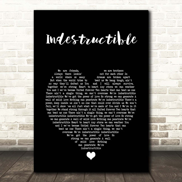 Four Tops Indestructible Black Heart Song Lyric Print