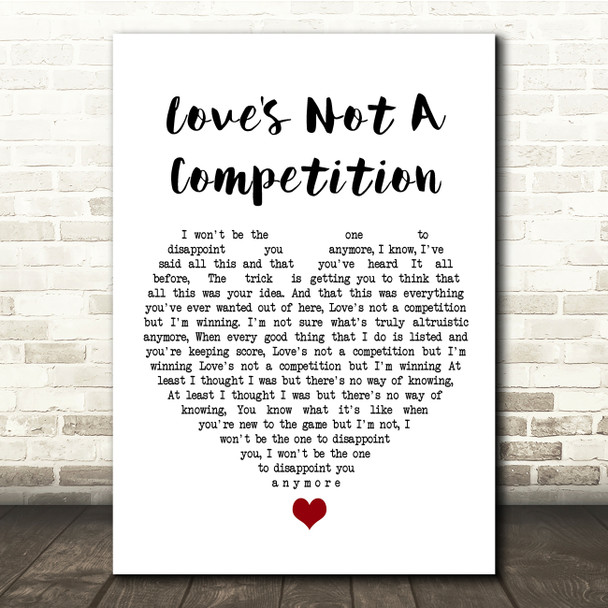 Kaiser Chiefs Love's Not A Competition White Heart Song Lyric Quote Music Print