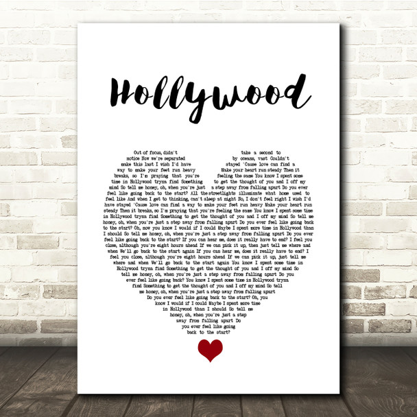 Lewis Capaldi Hollywood White Heart Song Lyric Quote Music Print