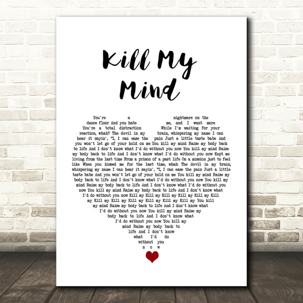 Louis Tomlinson Kill My Mind White Heart Song Lyric Quote Music Print