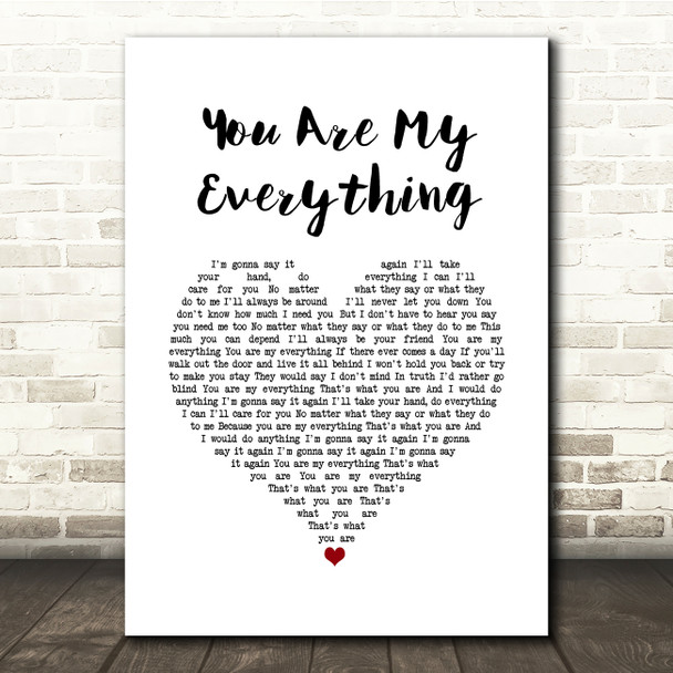Madness You Are My Everything White Heart Song Lyric Quote Music Print