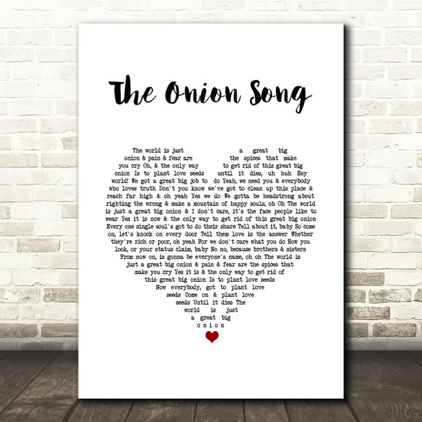 Marvin Gaye The Onion Song White Heart Song Lyric Quote Music Print