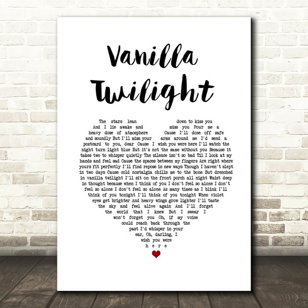 Owl City Vanilla Twilight White Heart Song Lyric Quote Music Print