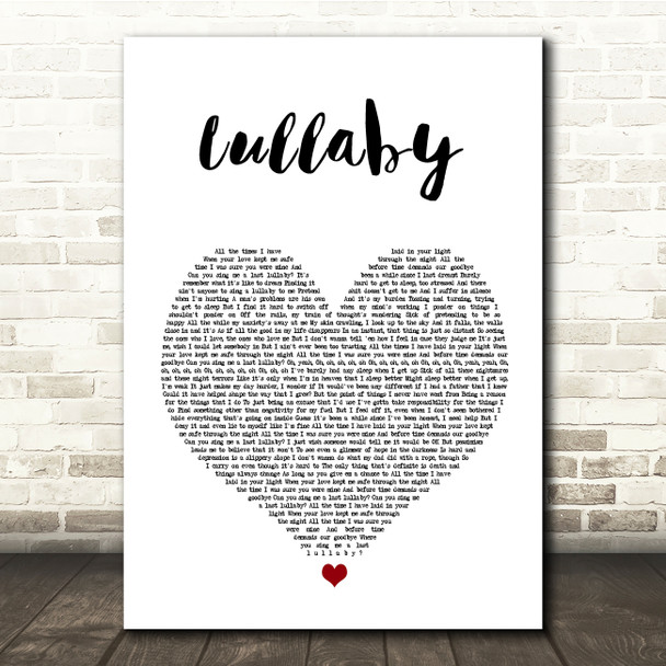 Professor Green Lullaby White Heart Song Lyric Quote Music Print