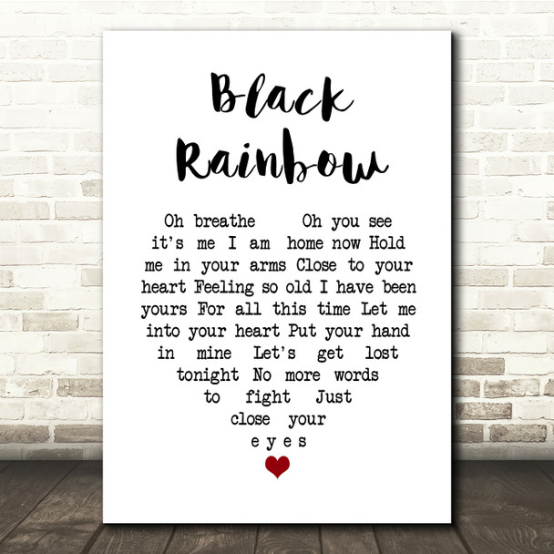 Raffertie Black Rainbow White Heart Song Lyric Quote Music Print