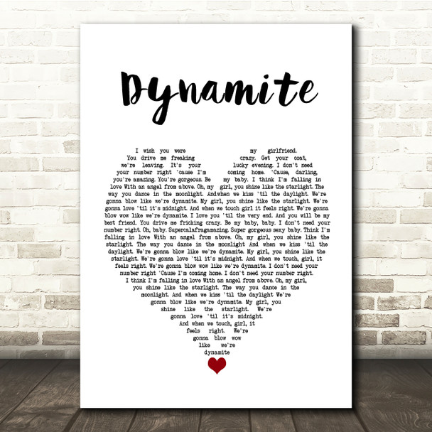 Roadtrip Dynamite White Heart Song Lyric Quote Music Print