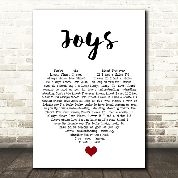 Roberto Surace Joys White Heart Song Lyric Quote Music Print