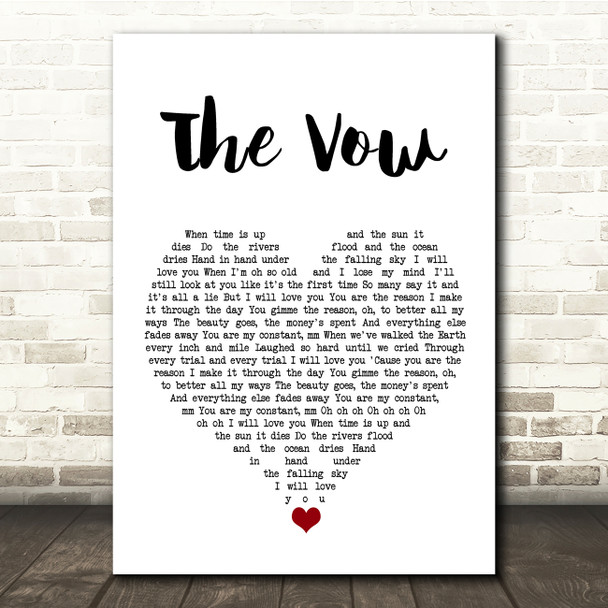 Ruth-Anne Cunningham The Vow White Heart Song Lyric Quote Music Print