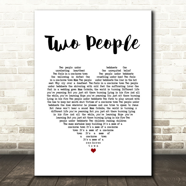 Sam Fender Two People White Heart Song Lyric Quote Music Print