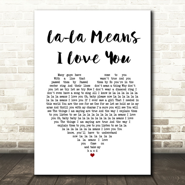 The Delfonics La-La Means I Love You White Heart Song Lyric Quote Music Print