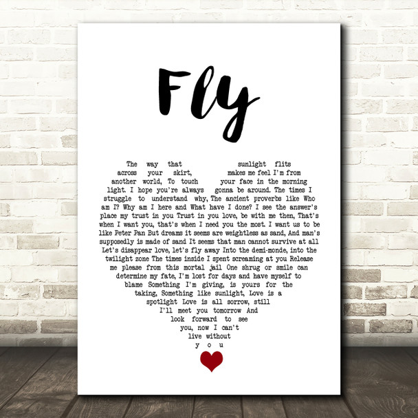 The Jam Fly White Heart Song Lyric Quote Music Print