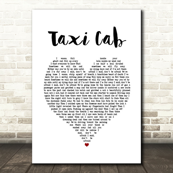 Twenty One Pilots Taxi Cab White Heart Song Lyric Quote Music Print