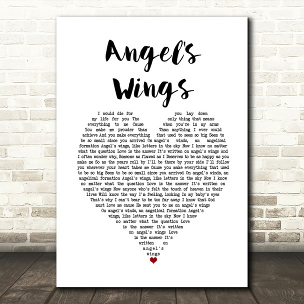 Westlife Angel's Wings White Heart Song Lyric Quote Music Print