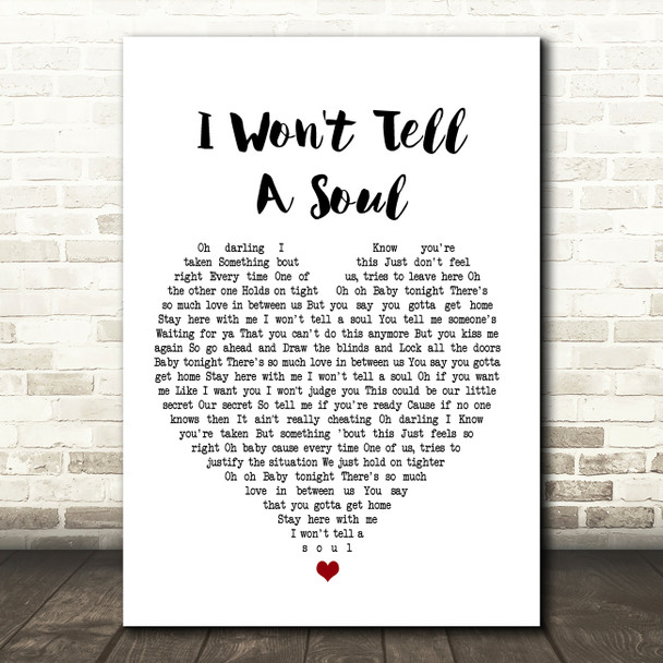 Charlie Puth I Won't Tell A Soul Heart Song Lyric Quote Print