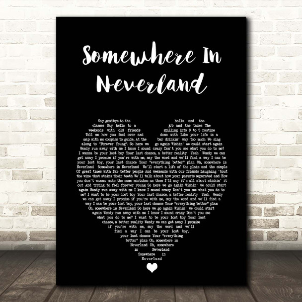 All Time Low Somewhere in Neverland Black Heart Song Lyric Print