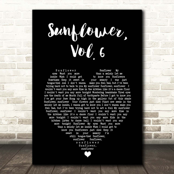 Harry Styles Sunflower, Vol. 6 Black Heart Song Lyric Print