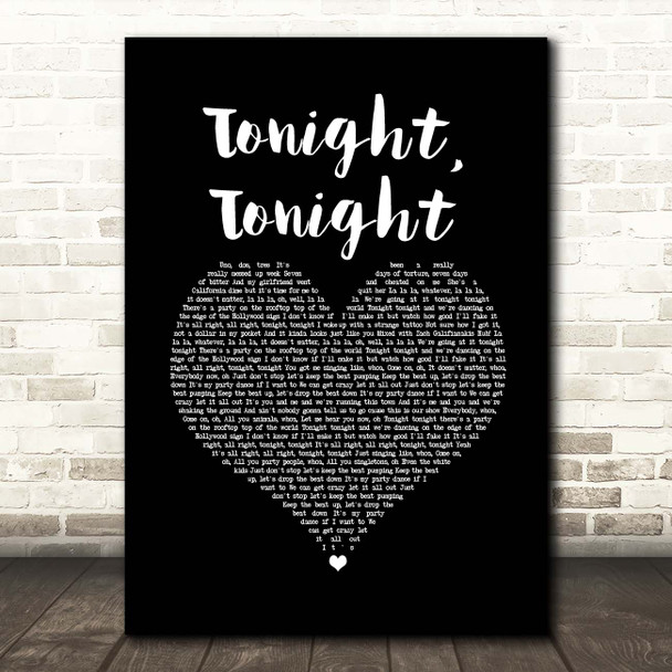 Hot Chelle Rae Tonight, Tonight Black Heart Song Lyric Print