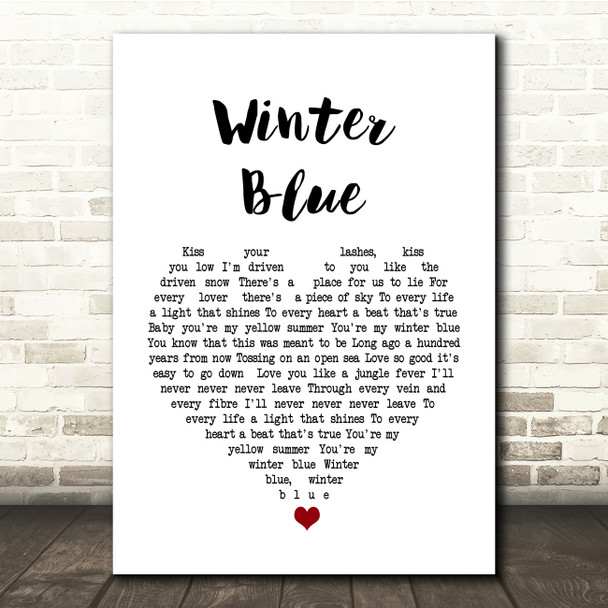 Heather Nova Winter Blue White Heart Song Lyric Quote Print