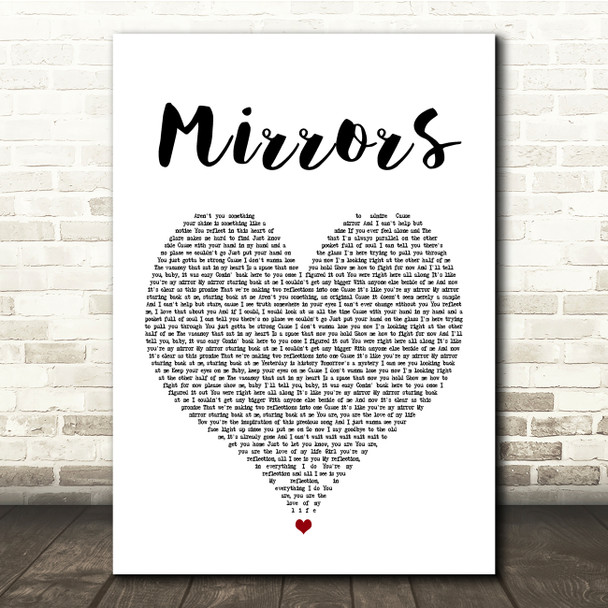 Justin Timberlake Mirrors White Heart Song Lyric Quote Print