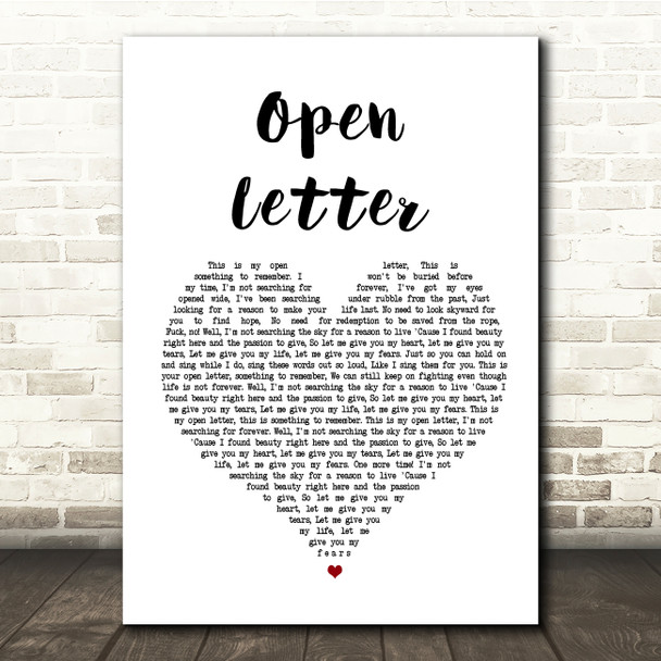 The Amity Affliction Open Letter White Heart Song Lyric Quote Print