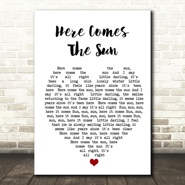 Here Comes The Sun The Beatles Quote Song Lyric Heart Print