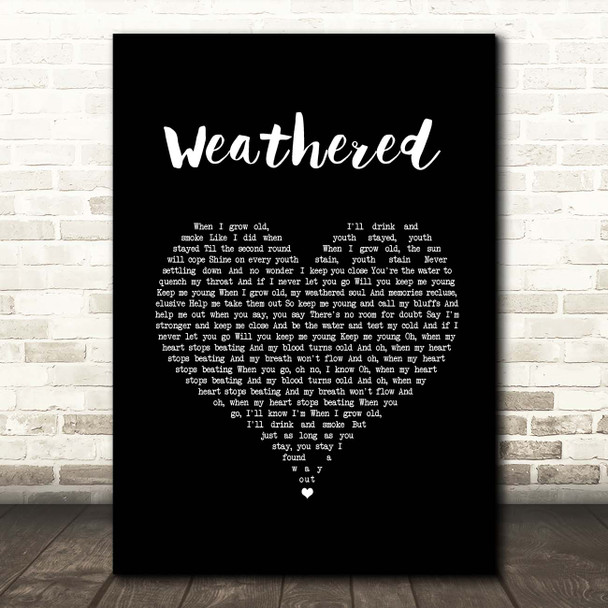 Jack Garratt Weathered Black Heart Song Lyric Print