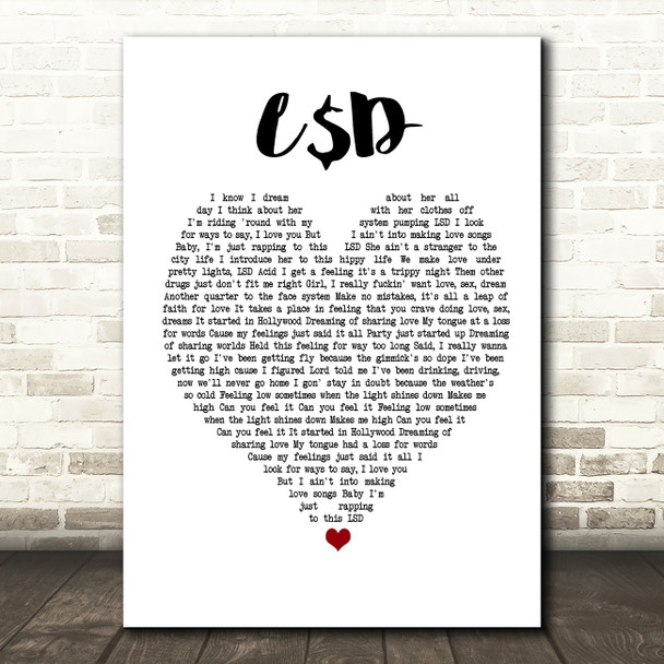 Asap Rocky L$D Heart Song Lyric Quote Print