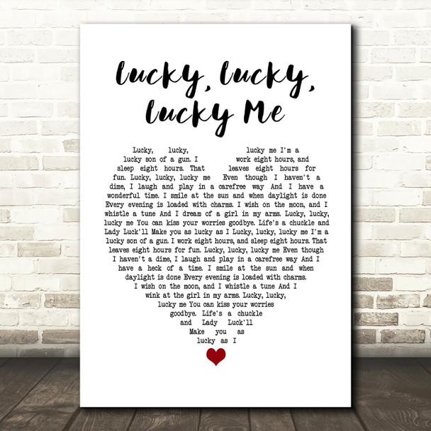 Evelyn Knight Lucky, Lucky, Lucky Me Heart Song Lyric Quote Print