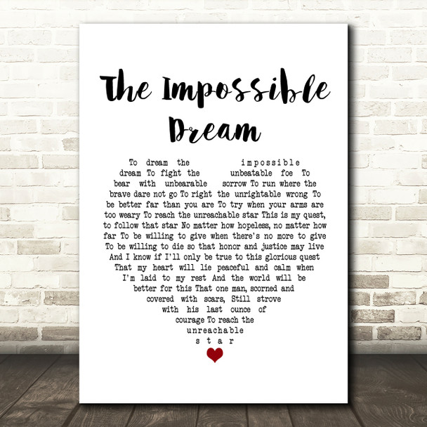 Frank Sinatra The Impossible Dream Heart Song Lyric Quote Print
