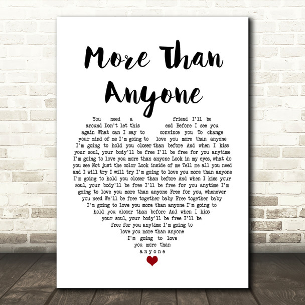 Gavin DeGraw More Than Anyone Heart Song Lyric Quote Print