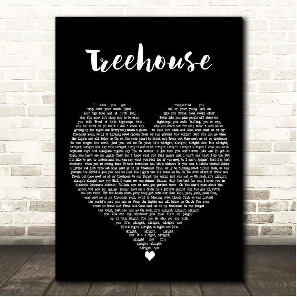 James Arthur Treehouse Black Heart Song Lyric Print
