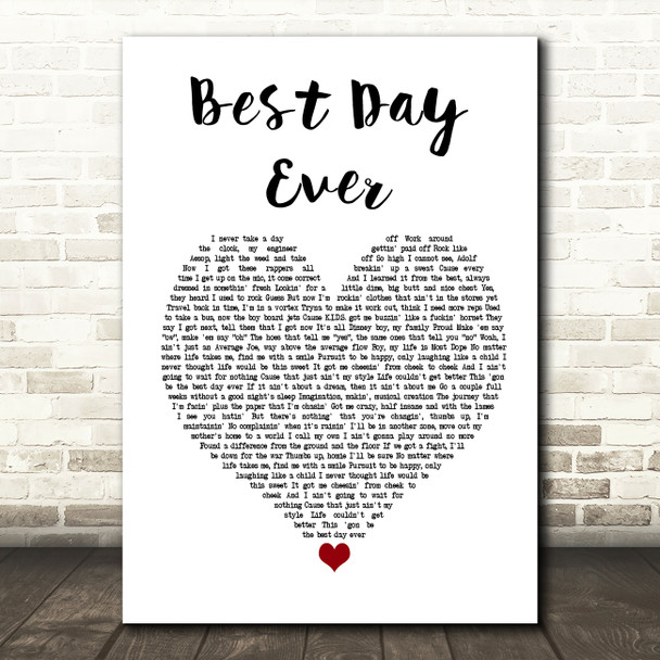 Mac Miller Best Day Ever Heart Song Lyric Quote Print